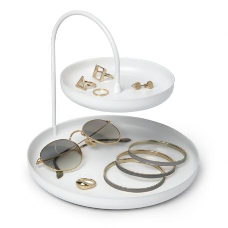Porte bijoux en métal blanc