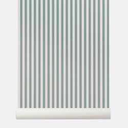 Thin Lines Dusty blue / Off white Wallpaper
