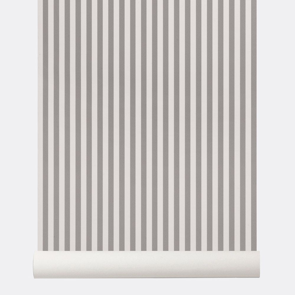 Ferm Living Thin Lines Scandinavian Grey And White Stripes Wallpaper