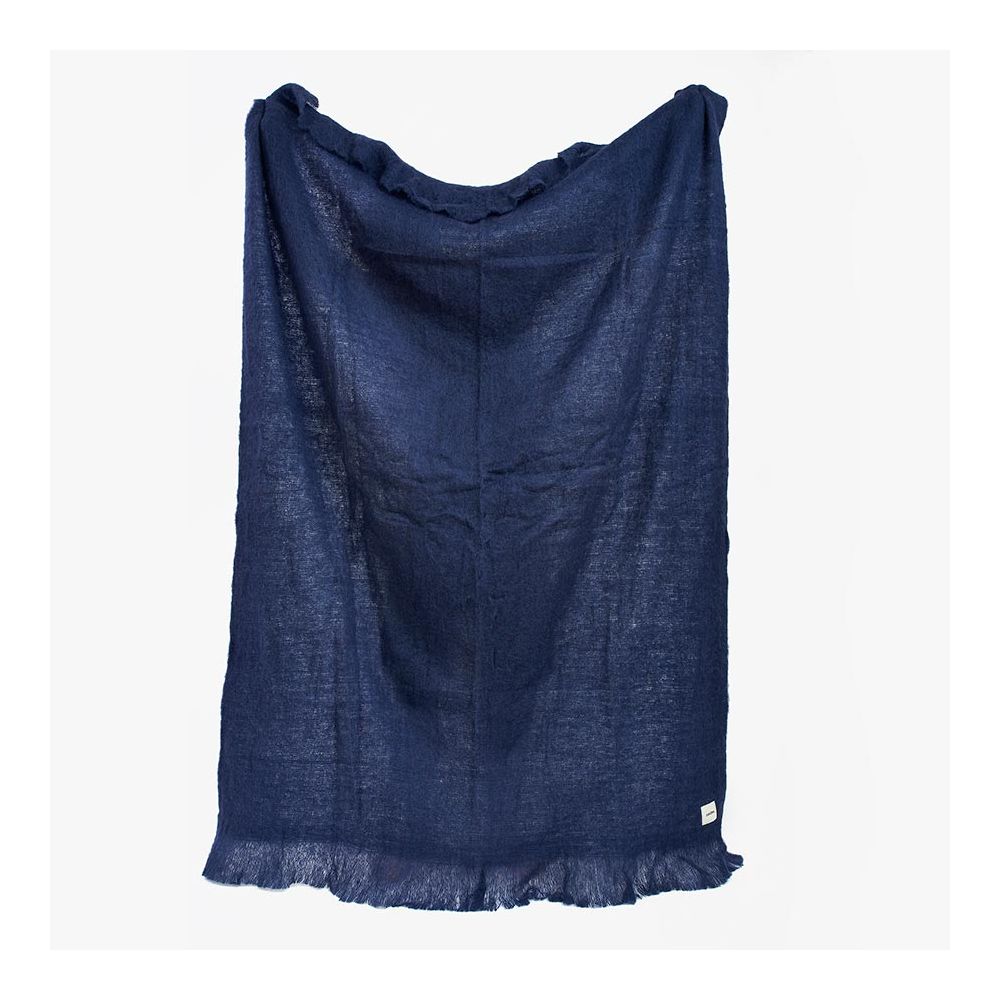 Sandhi design blanket for sofa : Soft unicolor wool blanket blue