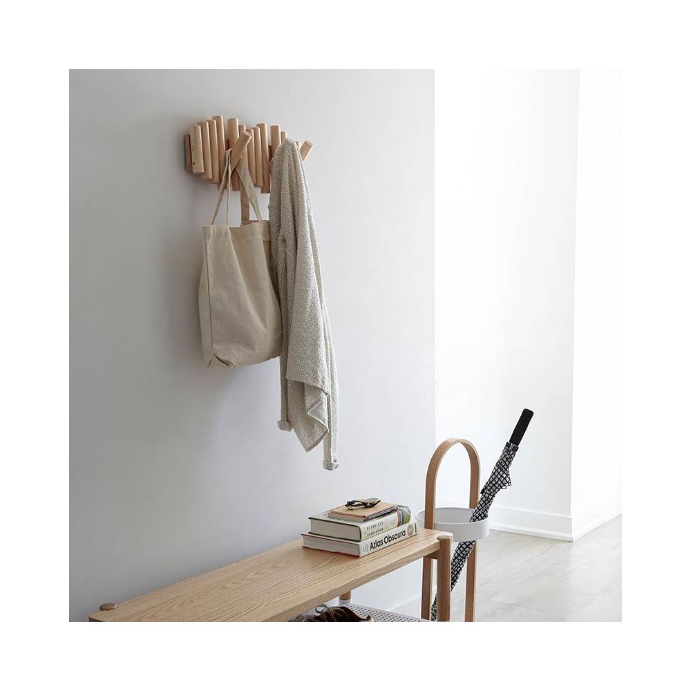 Umbra umbra flip wall mounted floating rack - modern, sleek, space-saving  hanger with retractable hooks to hang coats, scarves, pur