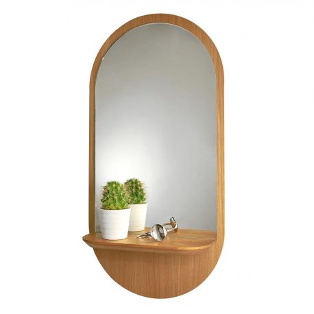 Wooden oval mirror Reine Mère