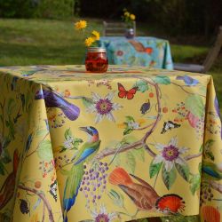Coated tablecloth Yellow Birds Sunflower