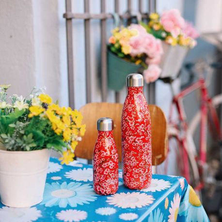 Red Flowers Insulated Bottle Qwetch