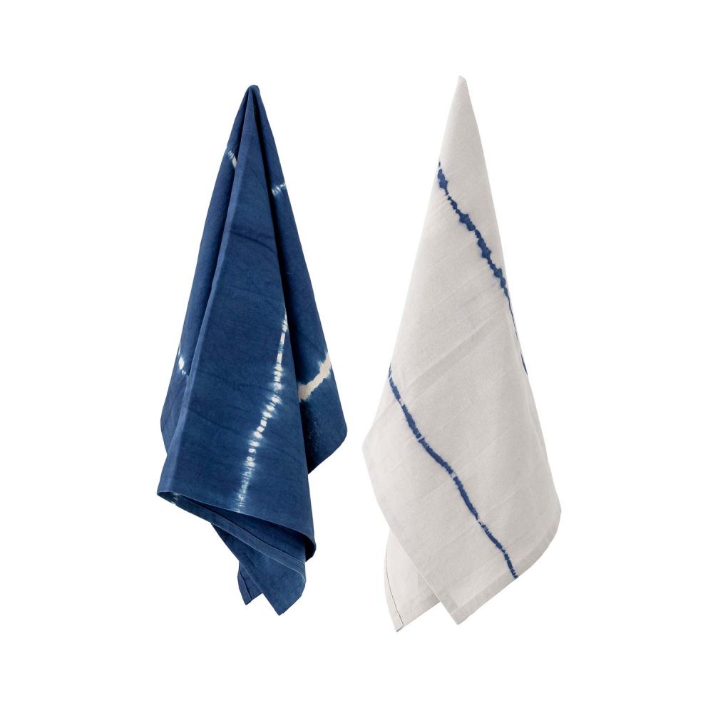 ethisch Jet verjaardag Bloomingville blue and white cotton kitchen towels - Pure Deco