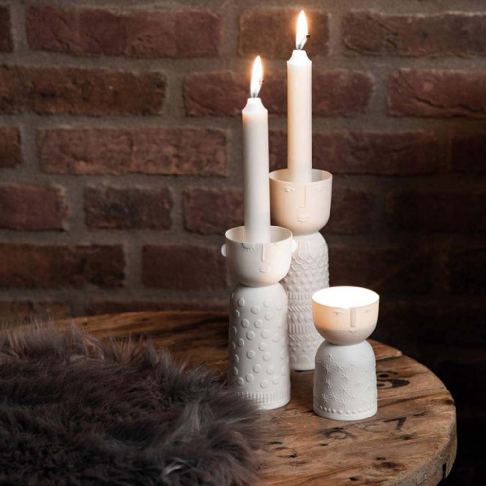 Rader - White porcelain candle-holder Face - photophore Visage Räder