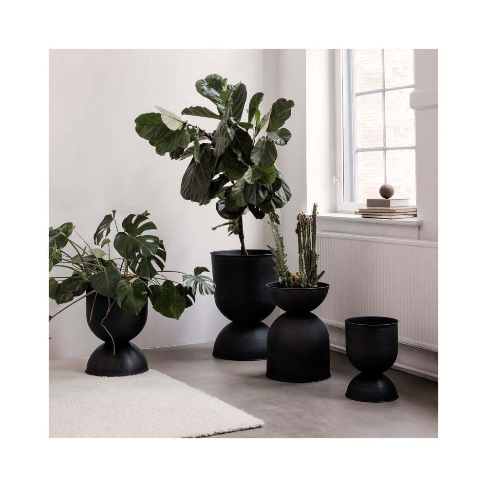 Uniquewise Pot de plante de table en métal noir contemporain avec