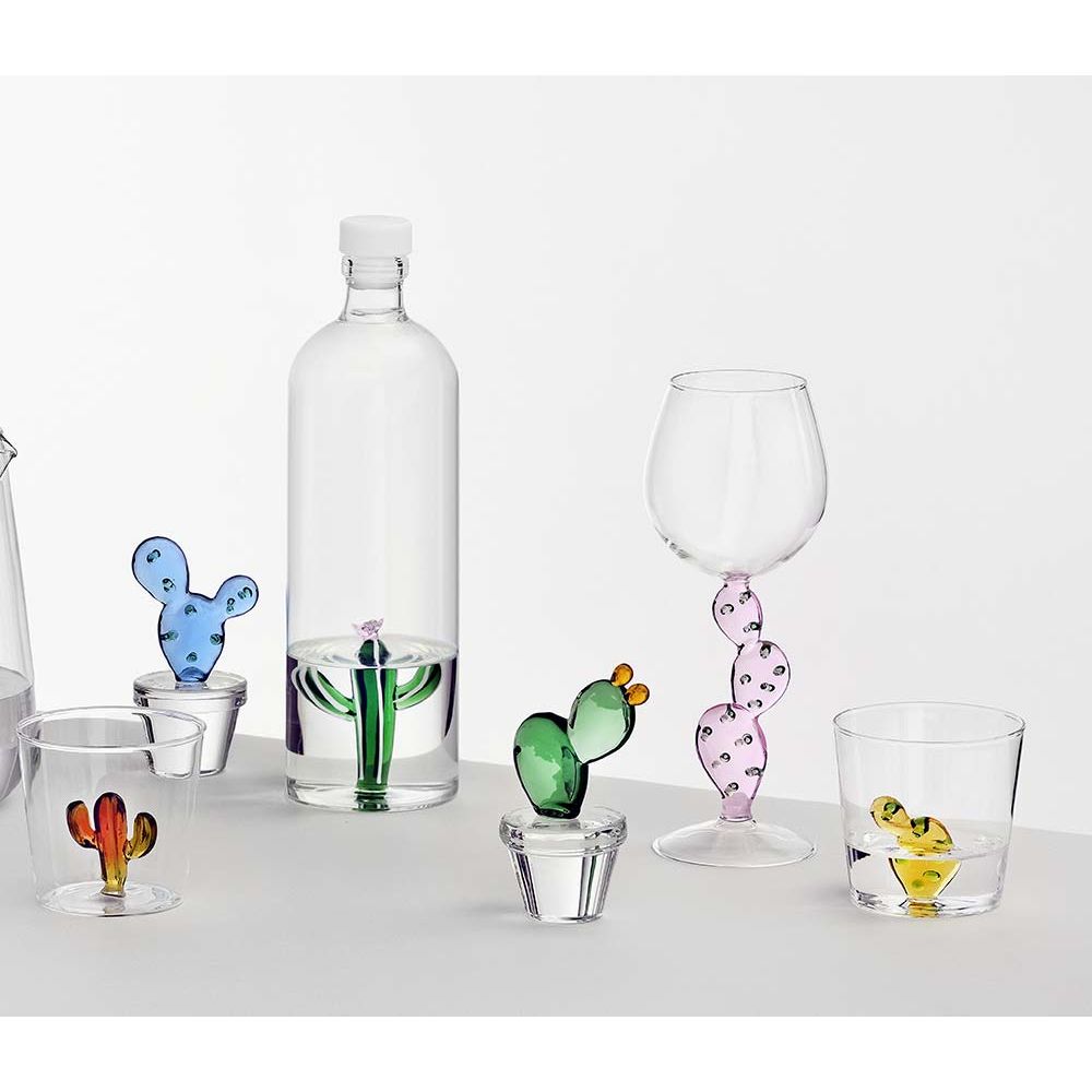 Ichendorf Milano Trinkglas Desert Plants Glas mit Figur Kaktus Amber 8 x 8,5 cm 