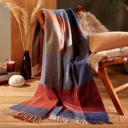 Blue and Orange Pleasant Wool Blanket Biederlack
