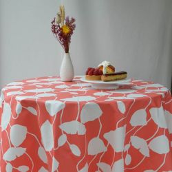 Coral Poppies Coated tablecloth