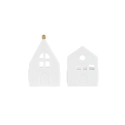 2 Small House Candle Jars Räder