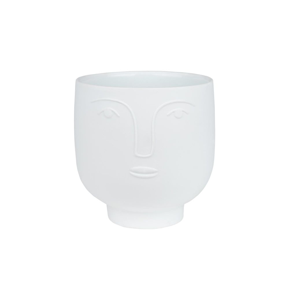 Cache-pot blanc Visage Rader - Cache pot moderne en porcelaine