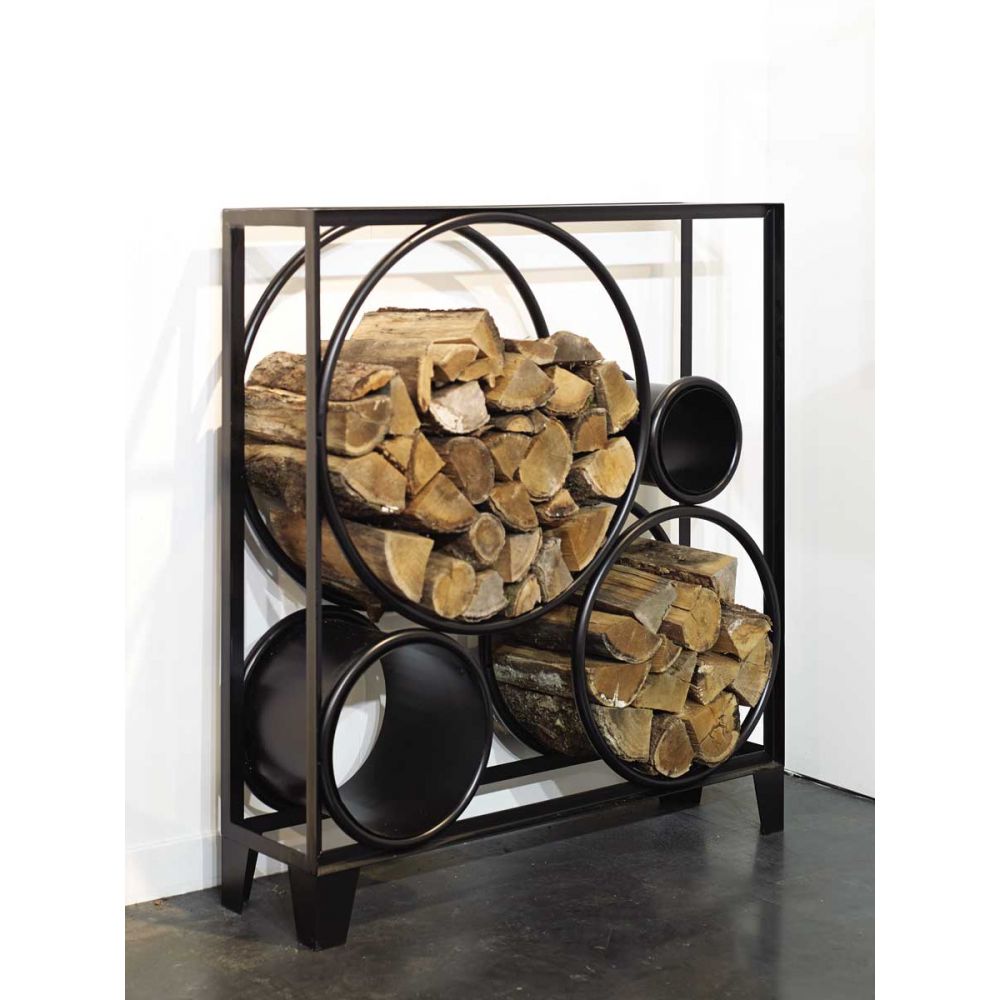 Log Rack Flake Porte-bûches pour poêle cheminée salon noir style
