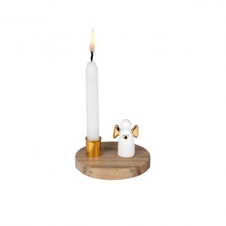 Bougeoir en Bois et Porcelaine Ange Räder