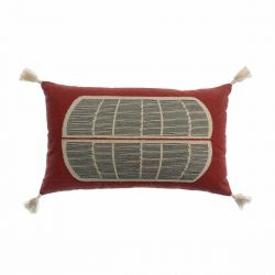 Yael Brick Embroided Cushion Vivaraise
