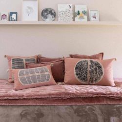 Yael Pink Embroided Cushion Vivaraise