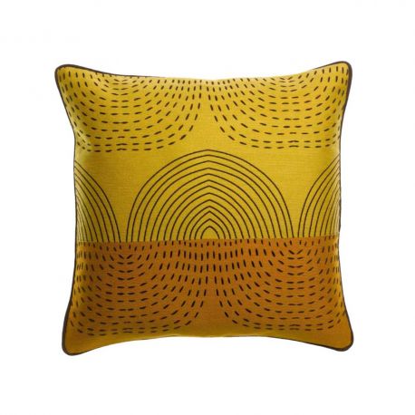 Coussin Brodé Jaune Vivaraise