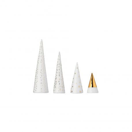 4 Small Porcelain Christmas Trees Räder
