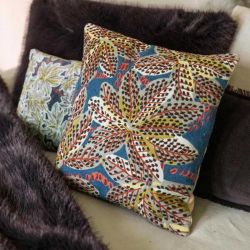 Ariane Blue Embroided Cushion Vivaraise