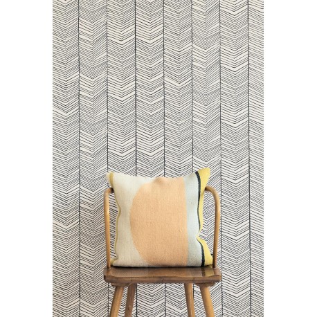 Black and white Herringbone wallpaper by Ferm Living