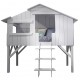 Grey tree house bed in wood - Mathy by bols