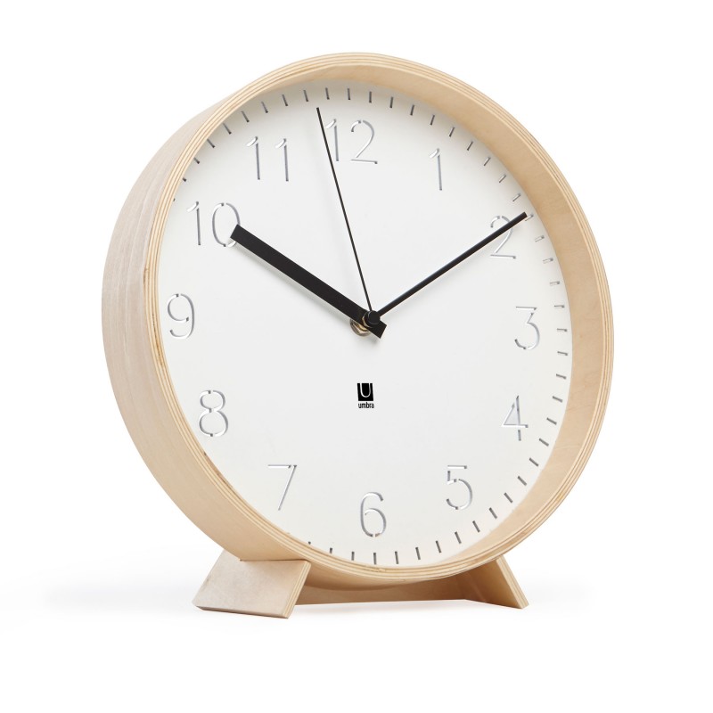 Clock In Natural Wood Rimwood By Umbra, Wooden Table Clock Singapore