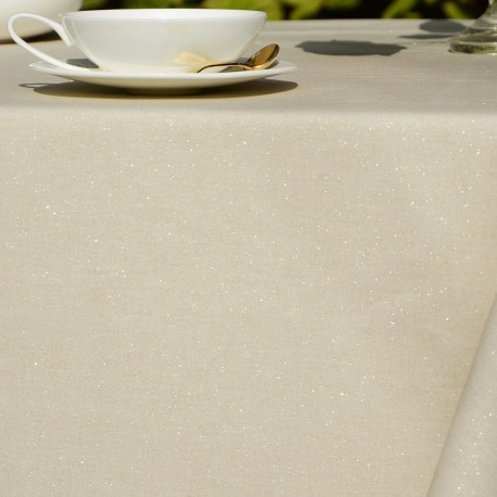 Golden glitter coated cotton tablecloth