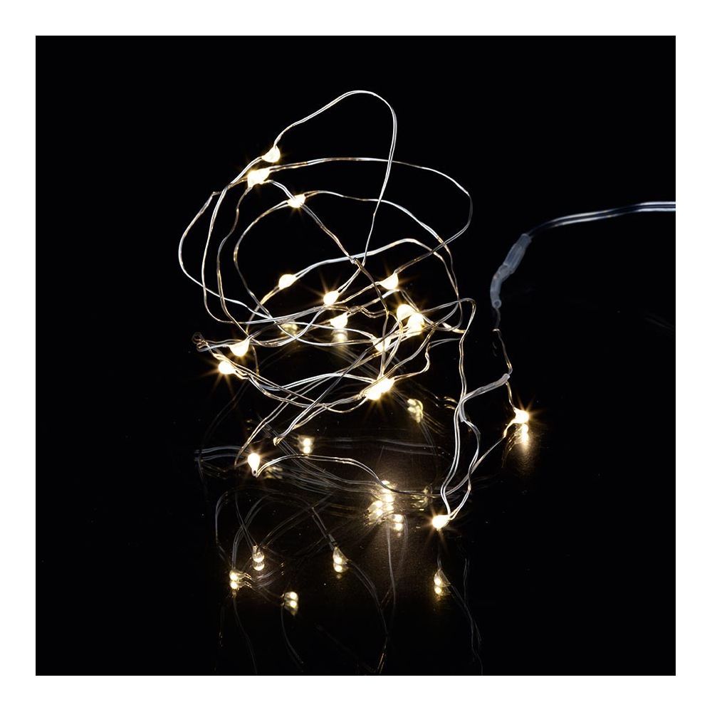 Guirlande lumineuse avec compartiment à piles et minuterie, 20 ampoules,  transparent