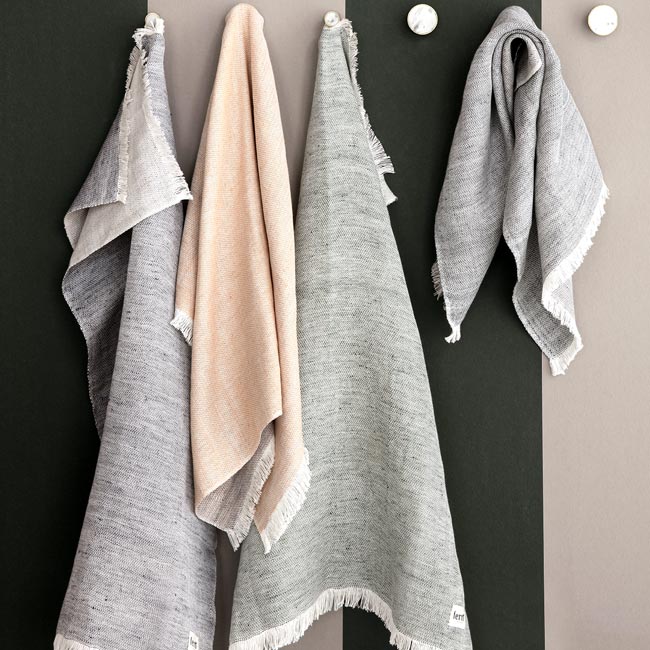 gray kitchen towels