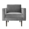 Light grey velvet armchair