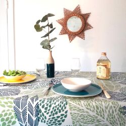 Tablecloth coated fabric Green Leaves